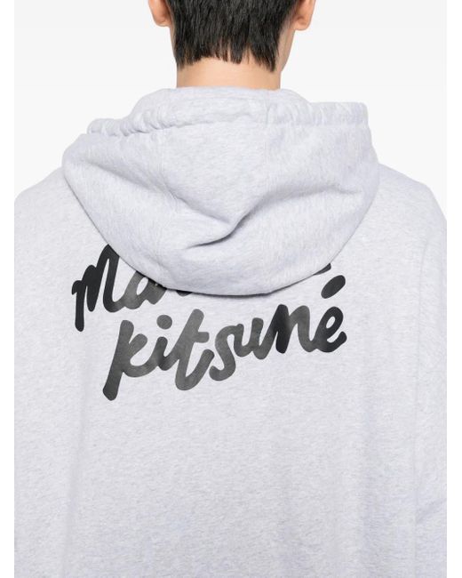 Maison Kitsuné White Logo-Print Hoodies for men