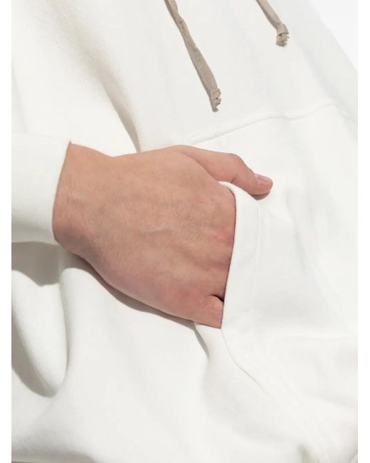 Rick Owens White Hun Drawstring Hoodie