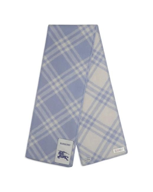 Burberry Blue Check Brushed Wool Scarf
