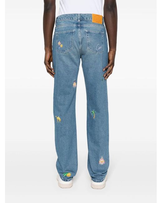 Jeans dritti con ricamo di Casablancabrand in Blue da Uomo