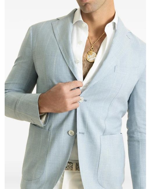Eleventy Blue Single-Breasted Blazer for men