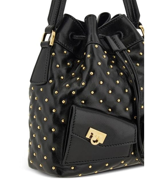 Ferragamo Black Multipocket Bucket Bag