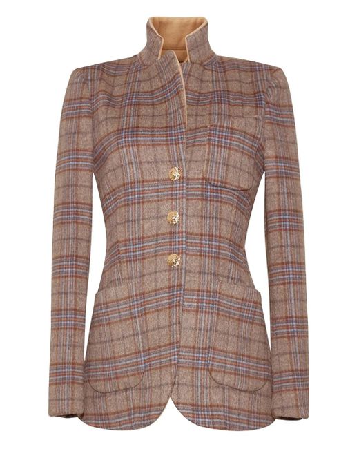 Cara Cara Brown Ross Plaid-Check Wool Blazer