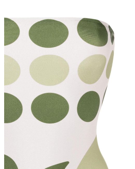 Adriana Degreas Green Geometric-print Strapless Swimsuit