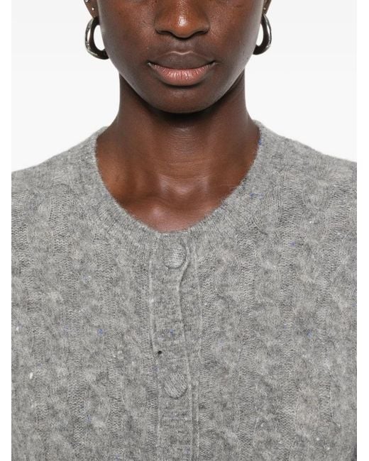 Marella Gray Cable-Knit Cardigan