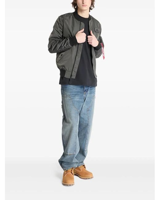 Alpha Industries Gray Zip-Up Bomber Jacket for men