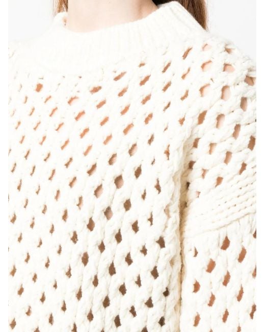 Alysi Natural Open-Knit Crew Neck Jumper