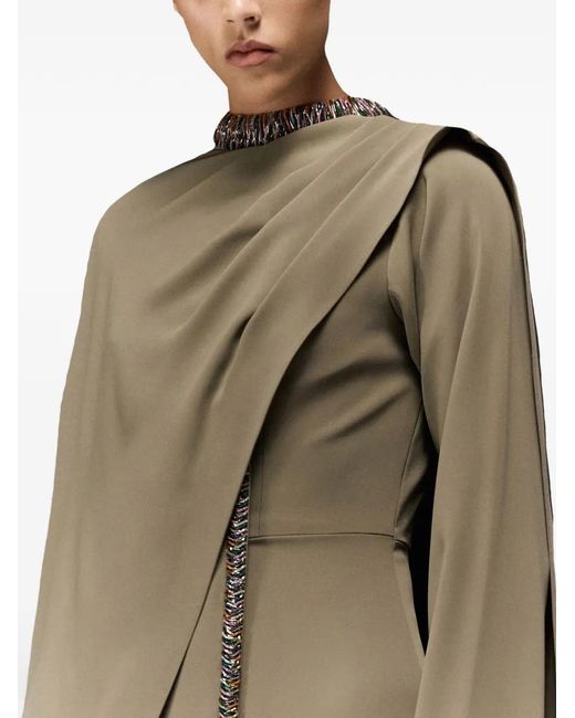 THA SEEN Natural Beaded-Embroidered Maxi Dress