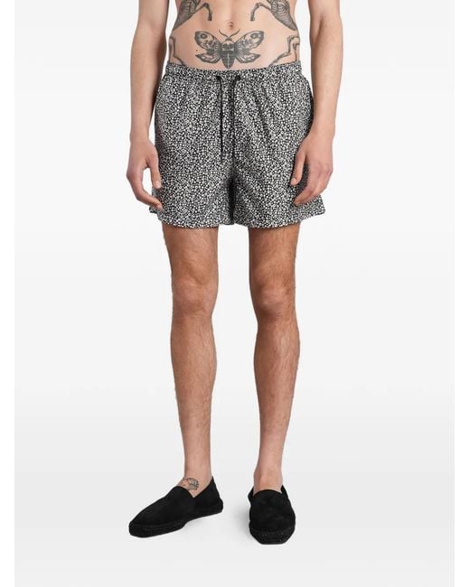 Tagliatore Gray Floral-Print Drawstring Swim Shorts for men