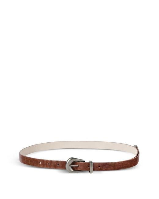 Brunello Cucinelli White Carved Leather Belt