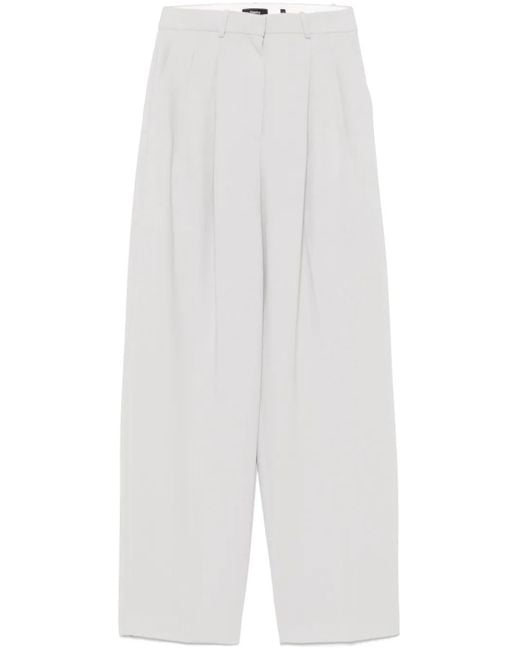 Theory White Double-Pleat Trousers