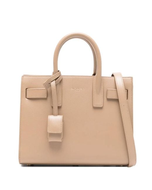 Saint Laurent Natural Sac De Jour Nano Leather Handbag