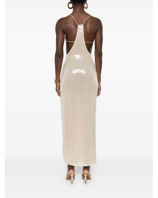 Oseree White Marylin Sequin-Embellished Dress