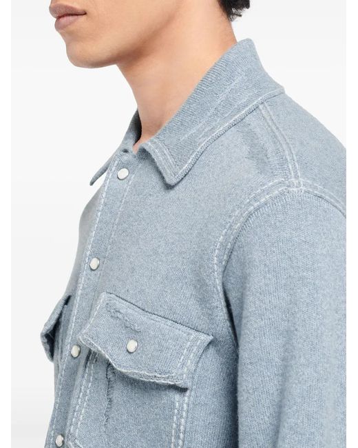Barrie Blue Knitted Overshirt for men