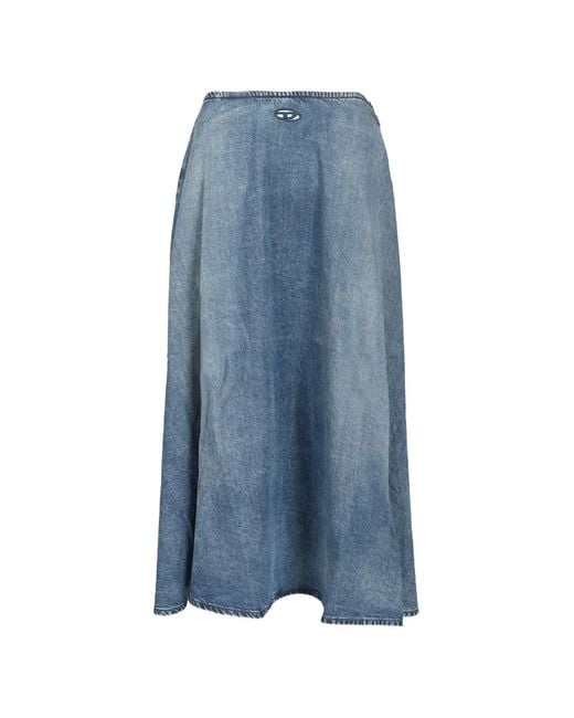 DIESEL Blue Jupe Longue En Jean Fluide