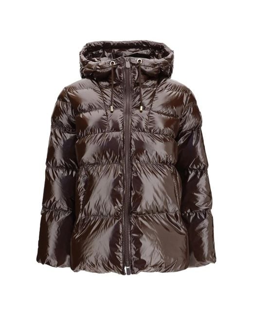Pinko Brown Eleodoro Hooded Down Jacket