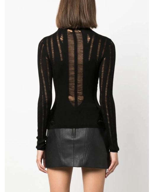 M I S B H V Black Distressed Knitted Jumper