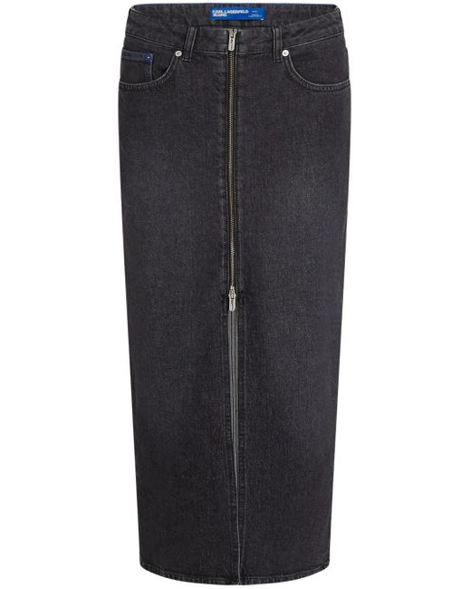 Karl Lagerfeld Black Jeans-Midirock Mit Reißverschluss