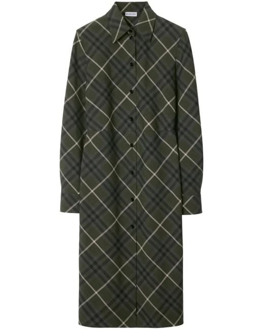 Robe-Chemise À Carreaux Burberry en coloris Green