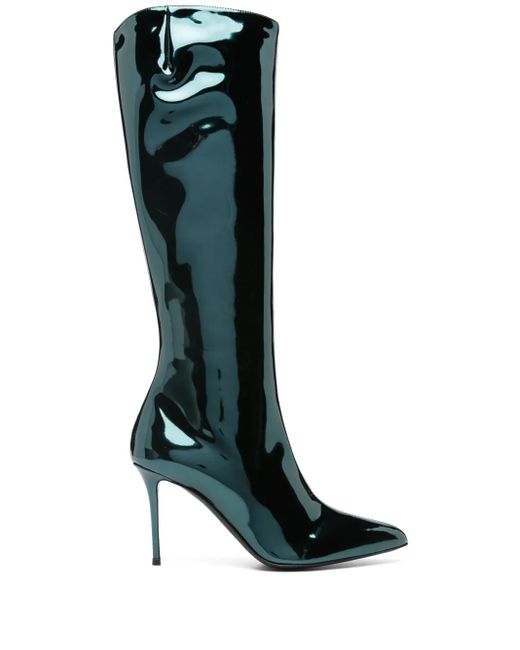 Giuseppe Zanotti Green 95Mm Pointed-Toe Leather Boots