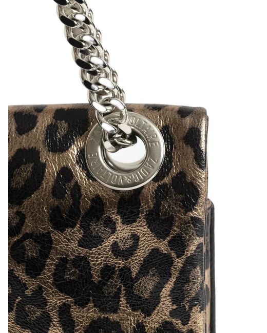Zadig & Voltaire Black Rock Ii Metal Leopard Clutch