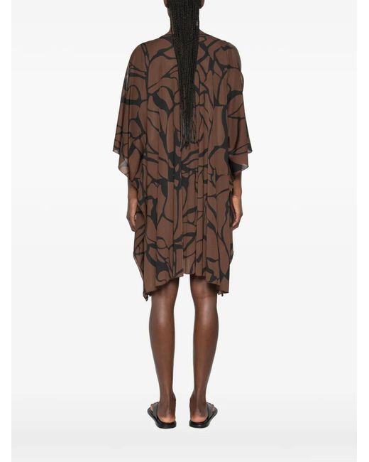 Fisico Brown Abstract-Print Cold-Shoulder Mini Dress