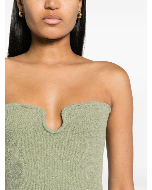Nanushka Green Split-neck Strapless Minidress