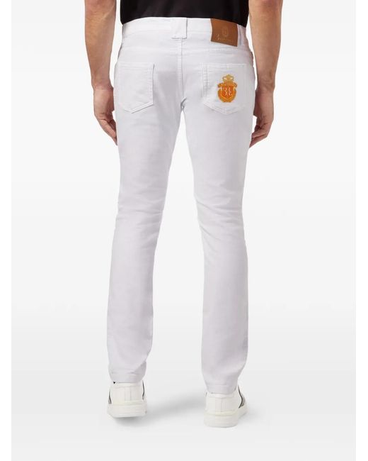 Billionaire White Jean À Patch Logo for men
