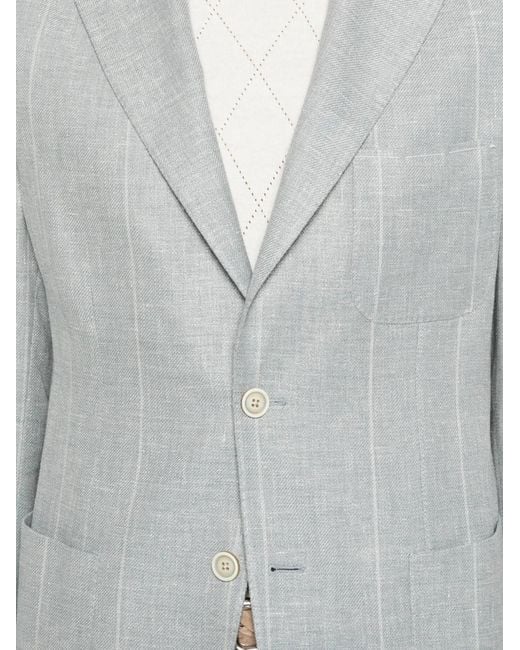 Eleventy Gray Striped Button Blazer for men