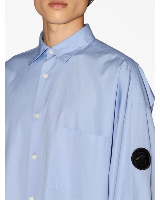 Ambush Blue Logo-Patch Button-Up Shirt for men
