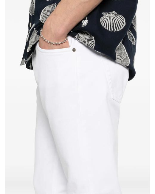 Dondup White Cuffed Denim Jeans for men