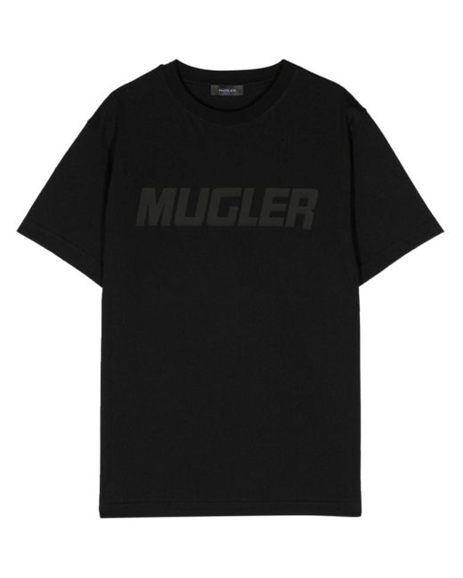 Mugler Black Logo-patch Cotton T-shirt for men