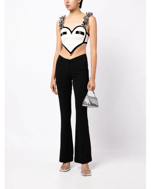 Area Natural Bead-Embellished Heart Crop Top