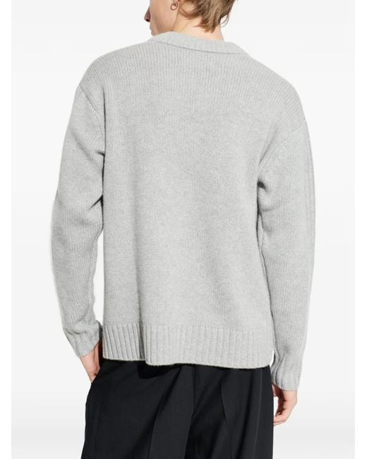Lisa Yang White Dan V-Neck Knitted Sweater for men