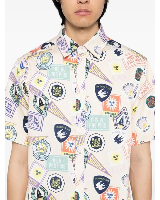 SPORT b. by agnès b. White Badge-Printed Shirt for men