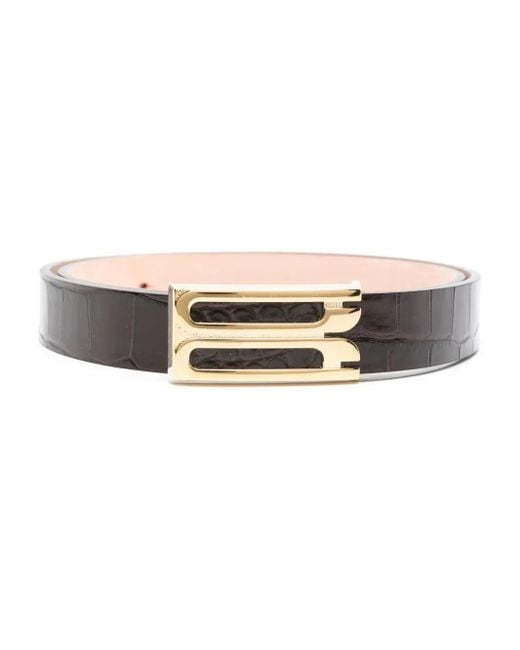 Victoria Beckham Natural Embossed-Leather Belt