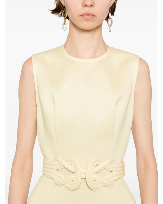Saiid Kobeisy Natural Ruffled Mini Dress