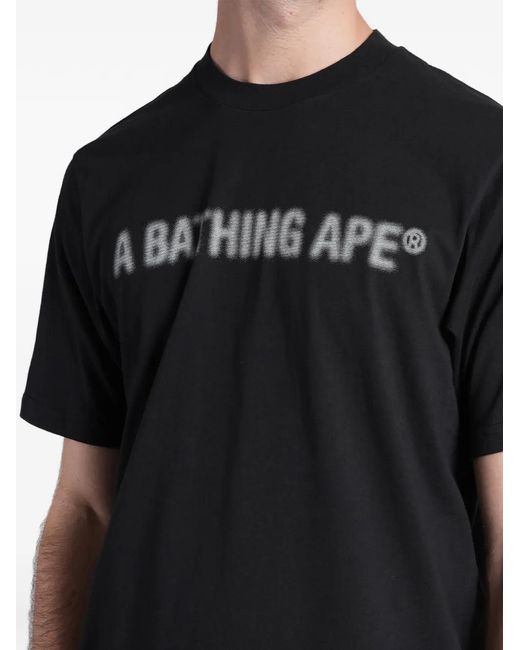 A Bathing Ape Black Logo-Print T-Shirt for men
