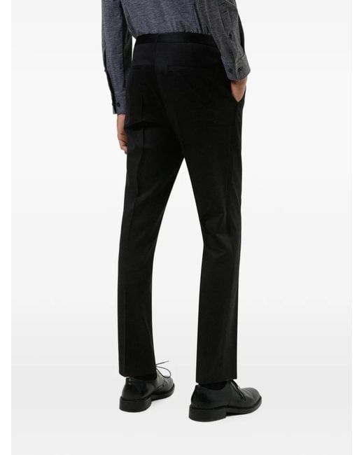 HUGO Black Satin-Waistband Tailored Trousers for men