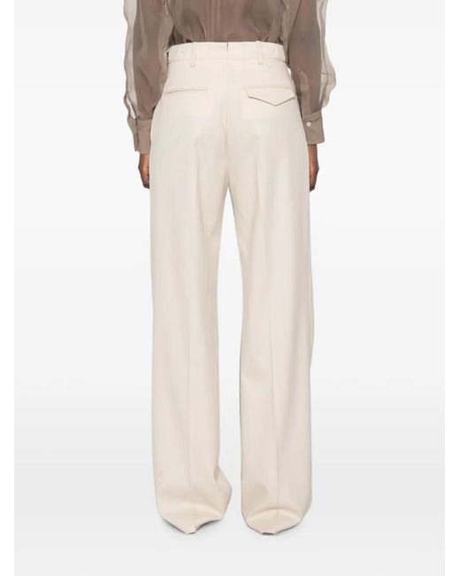 Berwich White Herringbone Pleated Trousers