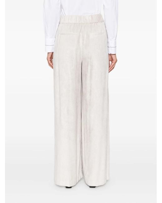 Peserico White Elastic-Waist Trousers