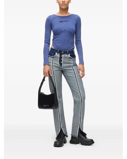 Karl Lagerfeld Blue High-Rise Straight-Leg Jeans