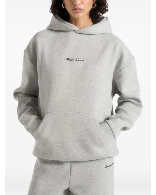 Manière De Voir Gray Ollie Logo-Embroidery Relaxed-Fit Marl Hoodie