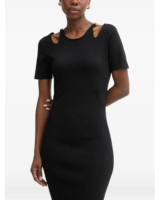 Fracomina Black Easychic Cut-Out Chain-Link Midi Dress