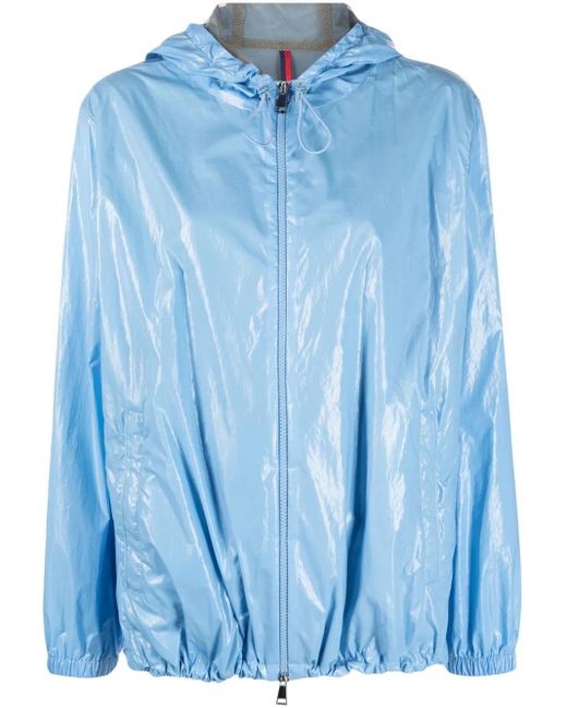 Moncler Blue Cotton Hooded Zip Jacket