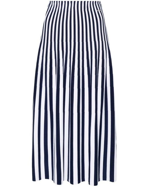Liu Jo Blue Striped Knitted Midi Skirt