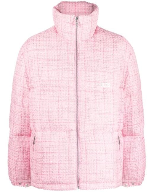 Gcds Pink Quilted Tweed Padded Jacket