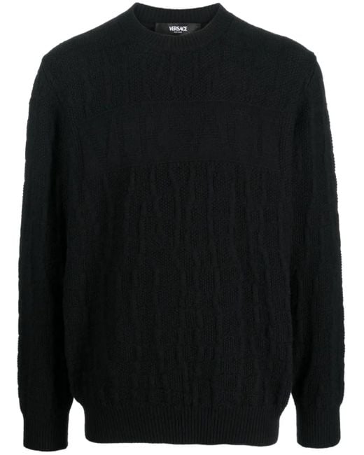 Versace Black Crocodile-pattern Jumper for men