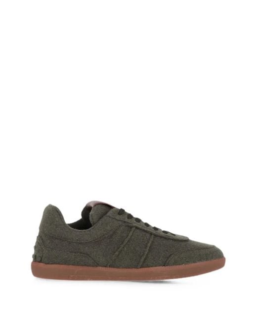 Tod's Green Gommino-Detail Felt-Texture Sneakers for men