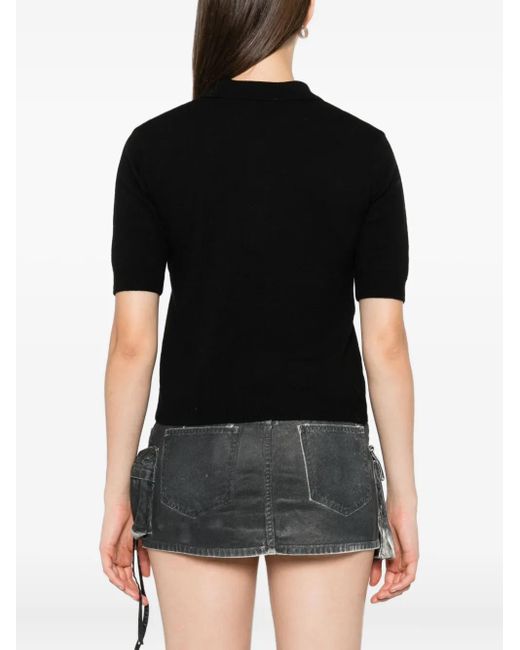 Moschino Black Embroidered-Logo Polo Shirt